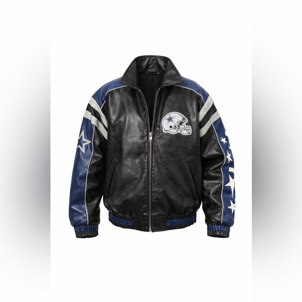 Vintage Dallas Cowboys Jacket Men’s NFL Football Varsity Blue Black-Large - Picture 1 of 16